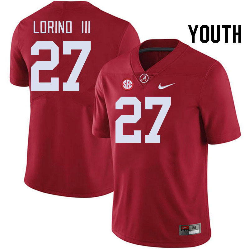 Youth #27 Michael Lorino III Alabama Crimson Tide College Football Jerseys Stitched-Crimson